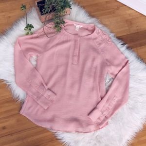 Pink Lace Shoulders Long sleeve top